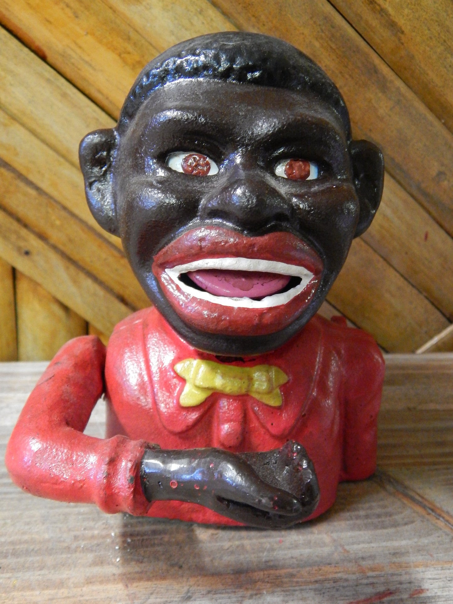 Cast Iron Mechanism Bank - Jolly Red