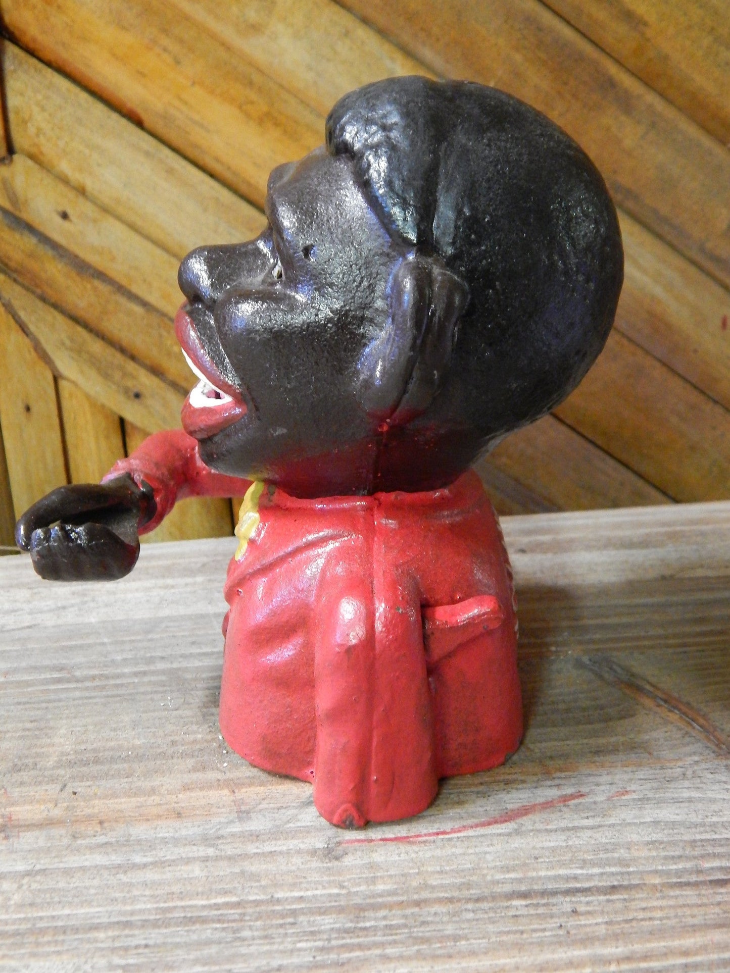 Cast Iron Mechanism Bank - Jolly Red