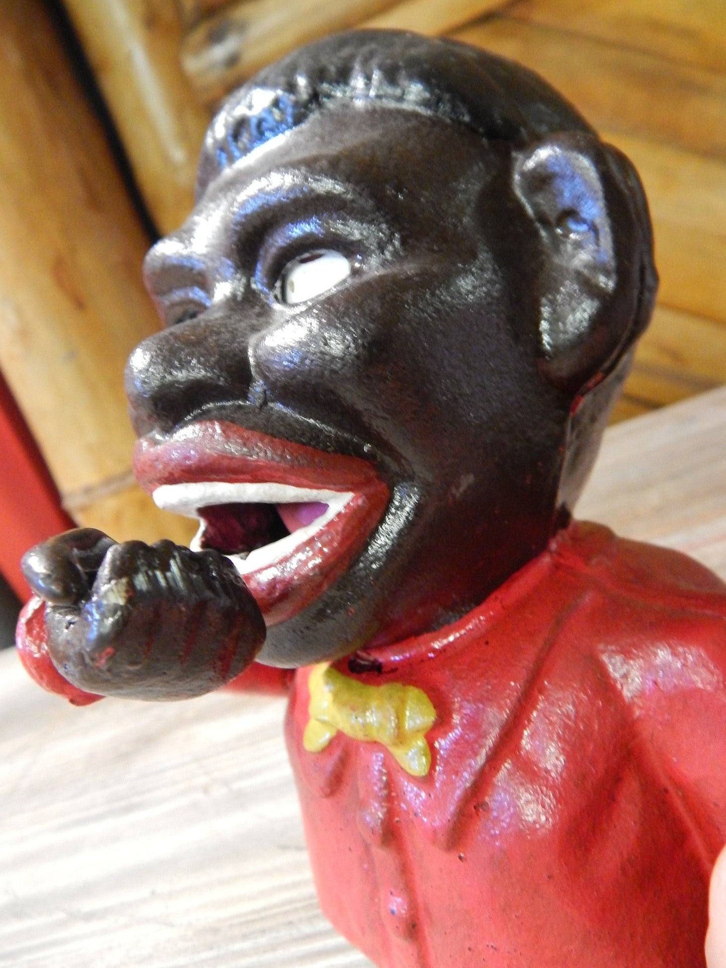 Cast Iron Mechanism Bank - Jolly Red