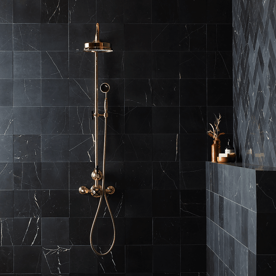 Black Herringbone Honed Marble Tile