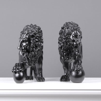 Black Medici Lions Statue in Pair