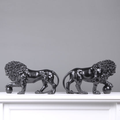 Black Medici Lions Statue in Pair