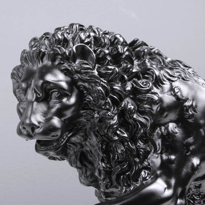 Black Medici Lions Statue in Pair