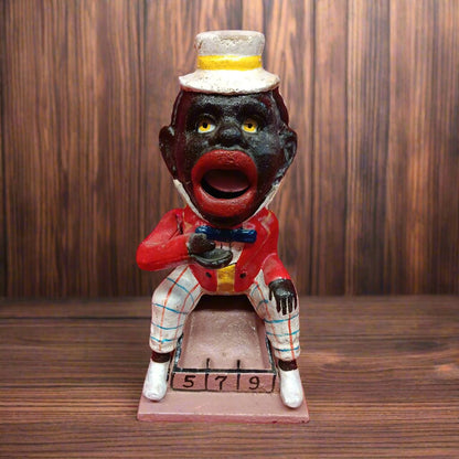 Cast Iron Mechanical Bank - Americana Top Hat Man Marble Game