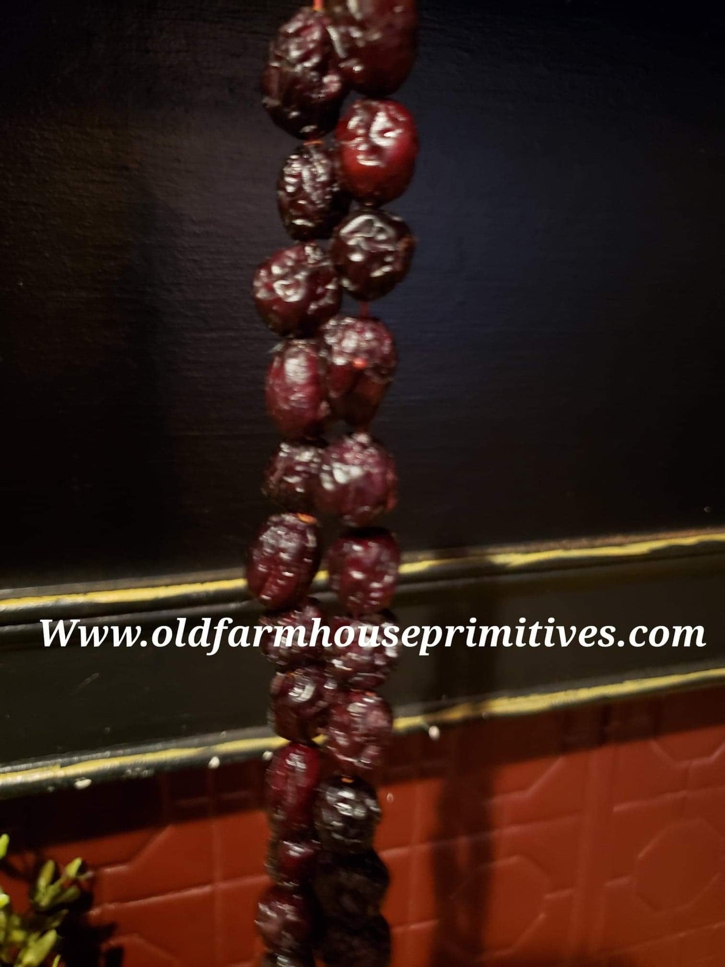 #BJBC71 Primitive Colonial Dried Dark & Plump Cranberry Garland 3'