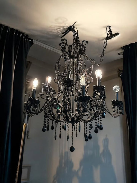 Black Crystal Gothic Tear Drop Chandelier