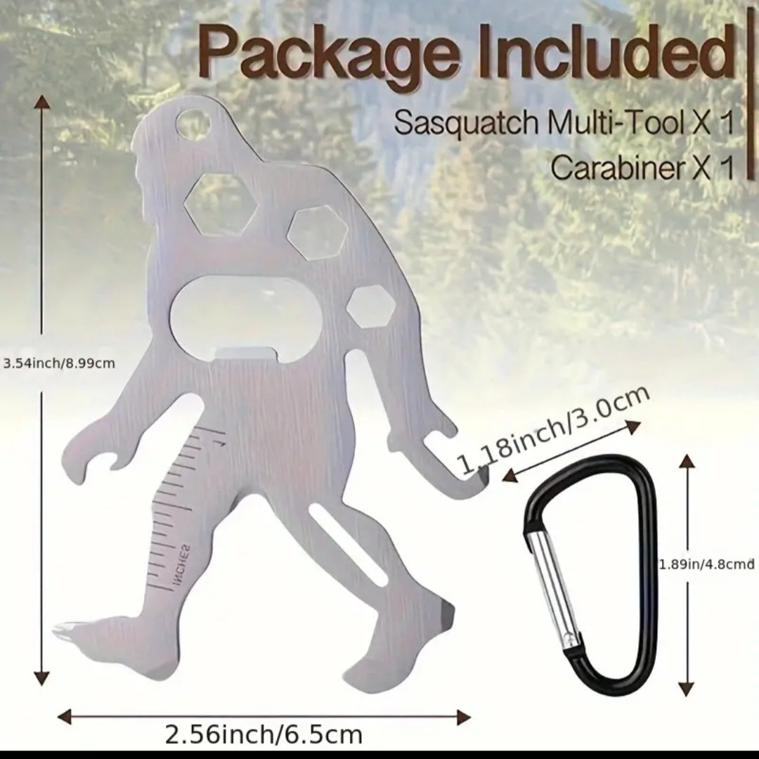 Bigfoot Tool: 1pc Stainless Steel Outdoor Backpack Keychain, Multifunctional Monkey & Sasquatch Shaped Tool Card