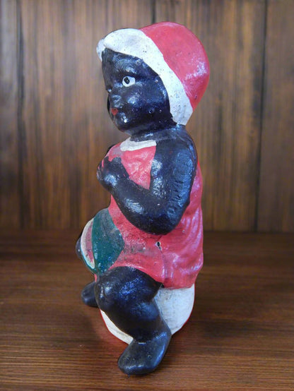 Cast Iron Bank - Americana Girl Eating Watermelon On Pot