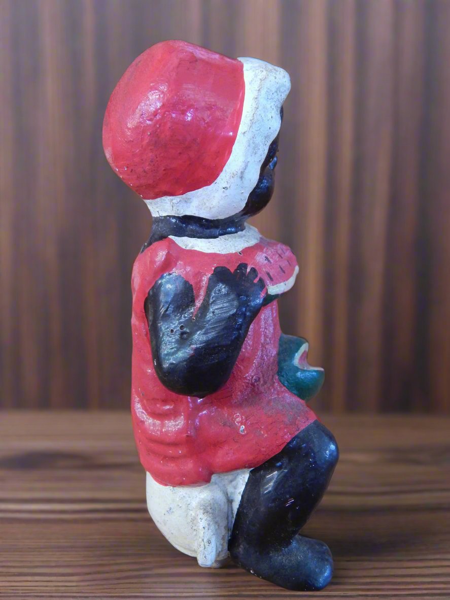 Cast Iron Bank - Americana Girl Eating Watermelon On Pot