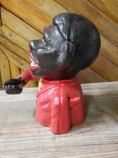 Cast Iron Mechanism Bank - Jolly  Red
