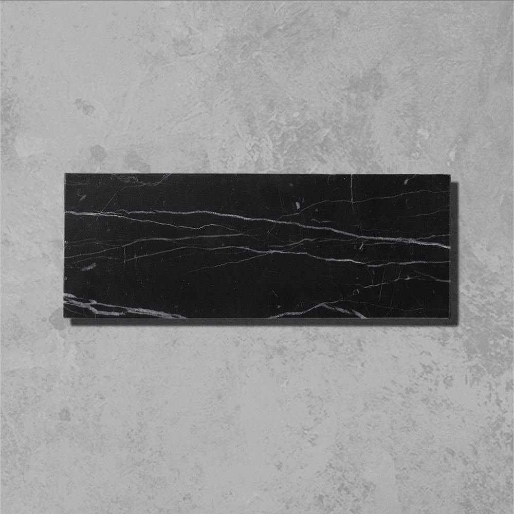 Black Herringbone Honed Marble Tile