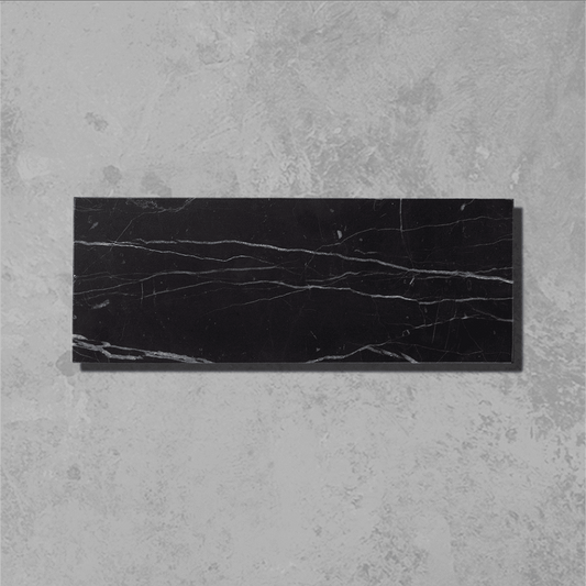 Black Herringbone Honed Marble Tile