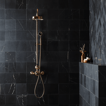 Black Herringbone Honed Marble Tile
