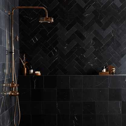 Black Veined Honed Marble